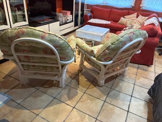 2 poltrone in vimini laccato bianco