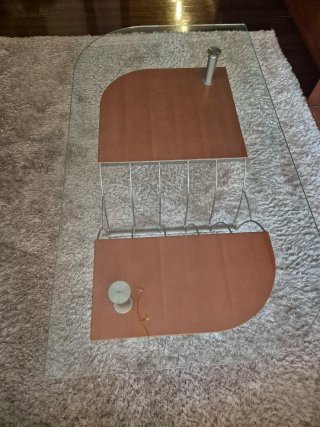 Mesa de centro cristal y madera