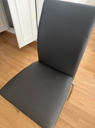 Silla comedor cuero sintético gris