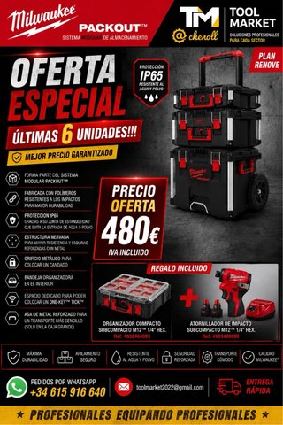 Milwaukee Packout Completo + Llave Impacto Regalo