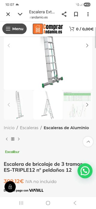 Escalera de aluminio 3 tramos