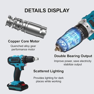 Taladro Atornillador , Weytoll eléctrico multifuncional 3 en 1 bateria litio , impacto de 21 V Motor cepillado , azul, ENVIO 24H