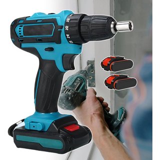 Taladro Atornillador , Weytoll eléctrico multifuncional 3 en 1 bateria litio , impacto de 21 V Motor cepillado , azul, ENVIO 24H