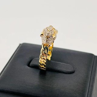 SORTIJA LEON CON CIRCONITA. ORO 18K