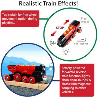 BRIO World - Set Gran Locomotora a Pilas con Luz y Sonido, Ferrocarriles, Tren Juguete, Juguetes Niños 3 Años o más, Juegos Educativos 3 Años