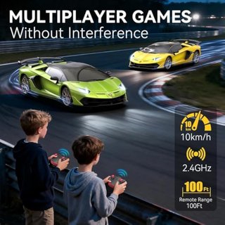 Lamborghini - Coche RC con licencia oficial, escala 1:24, coche eléctrico de juguete deportivo de carreras de pasatiempos, modelo Lamborghini para niños y niñas, regalos de cumpleaños, verde
