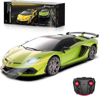 Lamborghini - Coche RC con licencia oficial, escala 1:24, coche eléctrico de juguete deportivo de carreras de pasatiempos, modelo Lamborghini para niños y niñas, regalos de cumpleaños, verde