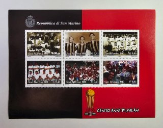San Marino 100 Anni di Milan Francobolli