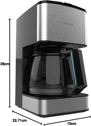 Cecotec Cafetera de Goteo 6 Tazas Coffee 56 Drop. 680 W, Capacidad 0,8 Litros, Boquilla Antigoteo, Filtro Permanente o de Papel, Acabados en Acero Inoxidable e Intensificador De Aroma