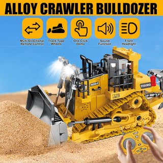 3T6B RC Bulldozer, Juguete de Bulldozer teledirigido, Bulldozer 1:24 de 9 Canales, Vehículo de construcción con Luces y Sonidos realistas, Juguetes Niños 3 Años o Más