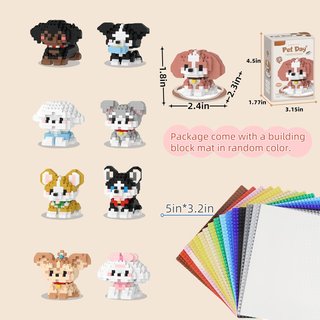 Mini Dog Building Block Sets, Style Cute Dog Building Blocks Miniature Dog Figurine Toys Animal Building Blocks for Kids Birthday Party Favors Christmas Stocking Stuffers
