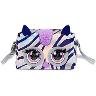 Purse Pets, Metálico Mood Rebel Stripez, bolso de hombro interactivo de juguete, más de 30 sonidos y reacciones, juguete infantil para niñas