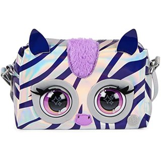 Purse Pets, Metálico Mood Rebel Stripez, bolso de hombro interactivo de juguete, más de 30 sonidos y reacciones, juguete infantil para niñas