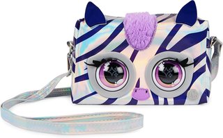 Purse Pets, Metálico Mood Rebel Stripez, bolso de hombro interactivo de juguete, más de 30 sonidos y reacciones, juguete infantil para niñas