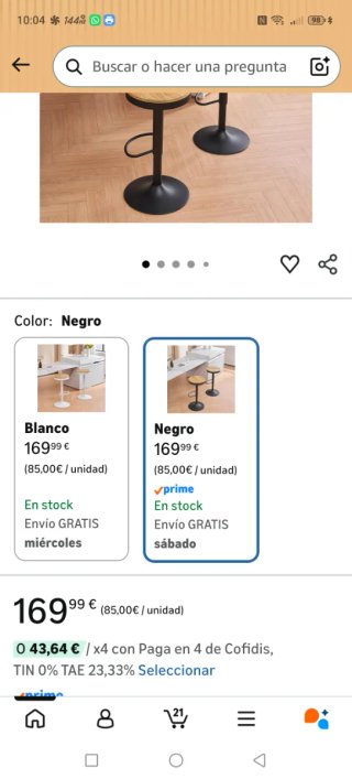 2 Taburetes altos madera y metal