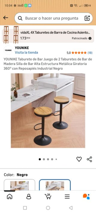 2 Taburetes altos madera y metal