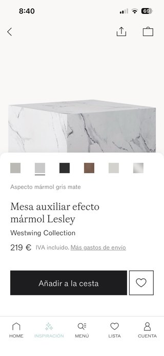 Mesa auxiliar efecto mármol