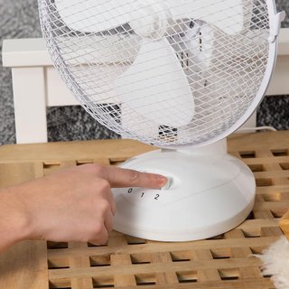 Russell Hobbs Ventilador portátil de escritorio, 23 cm, 2 velocidades, oscilación ángulo amplio, silencioso, blanco, RHPDF0921