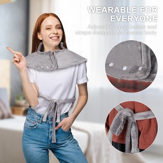 Manta Electrica FY-HW2550 Nuevo Lumbar Espalda y Cuello 63X100CM, Esterilla Electrica Cable Extralargo de 3 Metros, 6 Niveles de Temperatura, con 4 Temporizadores,Lavable a Máquina (Gris)