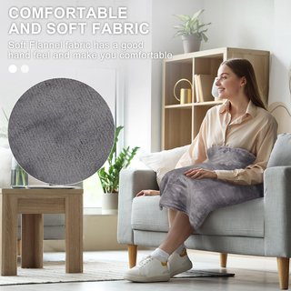 Manta Electrica FY-HW2550 Nuevo Lumbar Espalda y Cuello 63X100CM, Esterilla Electrica Cable Extralargo de 3 Metros, 6 Niveles de Temperatura, con 4 Temporizadores,Lavable a Máquina (Gris)