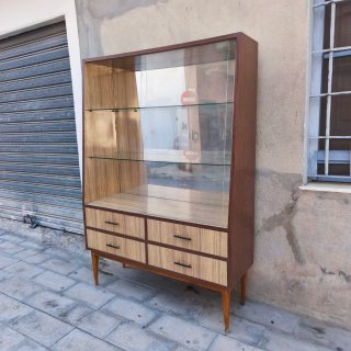 Vitrina antigua Mid Century madera y cristal