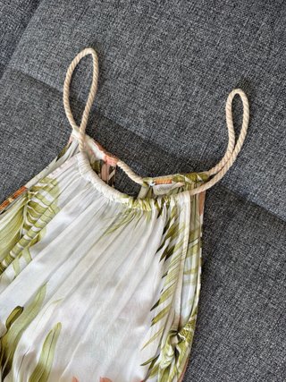 Vestido largo estampado tropical