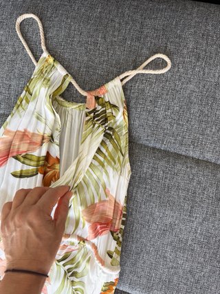 Vestido largo estampado tropical