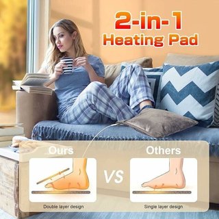 Manta Electrica FY-HW1616 Nuevo 40*40cm (grises) Calentador de pies eléctrico y almohadilla térmica 2 en 1 - Almohadilla térmica extra suave - 40 x 40 cm