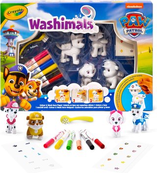 Crayola - Washimals Paw Patrol, Set de Actividades con 4 Cachorros, 6 Rotuladores Lavables, 40 Pegatinas, Diversión y Regalo para Niños, a Partir de 3 años, 74-0290