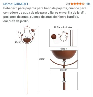 Bebedero para pájaros con diseño de tetera