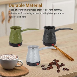 Cafetera Silver Love SC-338 Eléctrica De Calentamiento Rápido 500 Ml, Cafetera Turca Eléctrica De Acero Inoxidable, Cafetera Portátil Con Protección De Apagado Automático Y Mango Extraíble,Black