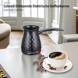 Cafetera Silver Love SC-338 Eléctrica De Calentamiento Rápido 500 Ml, Cafetera Turca Eléctrica De Acero Inoxidable, Cafetera Portátil Con Protección De Apagado Automático Y Mango Extraíble,Black