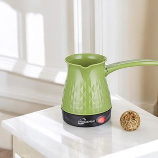Cafetera Silver Love SC-338 Eléctrica De Calentamiento Rápido 500 Ml, Cafetera Turca Eléctrica De Acero Inoxidable, Cafetera Portátil Con Protección De Apagado Automático Y Mango Extraíble,Black
