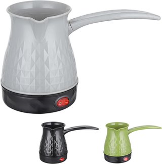 Cafetera Silver Love SC-338 Eléctrica De Calentamiento Rápido 500 Ml, Cafetera Turca Eléctrica De Acero Inoxidable, Cafetera Portátil Con Protección De Apagado Automático Y Mango Extraíble,Black