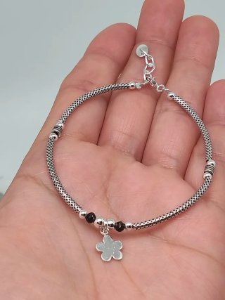 Pulsera Plata Ley 925 Flor