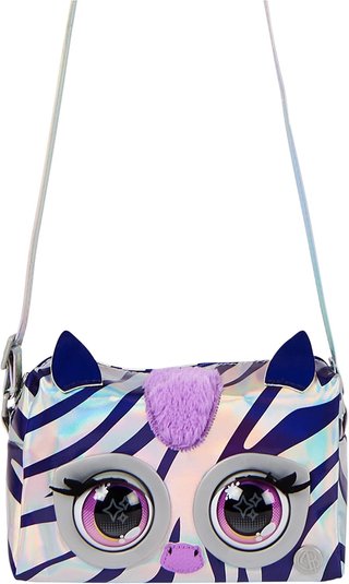 Bolso Purse Pets, Metálico Mood Rebel Stripez, bolso de hombro interactivo de juguete, más de 30 sonidos y reacciones, juguete infantil para niñas