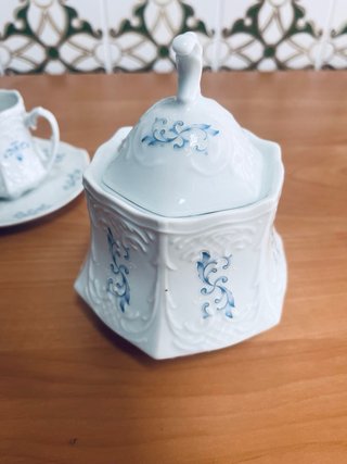 Juego de café porcelana azul y blanco