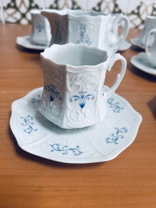 Juego de café porcelana azul y blanco