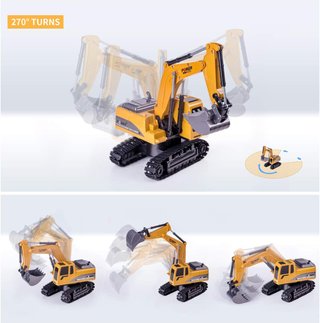 Excavadora Control remoto Modelo BC1027 Teledirigido para Niños Regalo de Cumpleaños, 1:24 Excavadora Tractor Juguetes , Vehículo de Construcción RC 6 Canales Camion con LED y Sonido