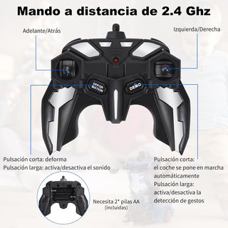 Transformer Juguete Policia Coche Teledirigido azul, Coche Robot con el Gesto de la Mano Sening Luz Intermitente Música y Efecto de Sonido, Police Car con Baterías para Niños 3 4 5 6 7 8 9 10 Años