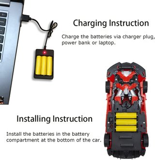 Auto de control remoto transformable rojo, 2 en 1, robot de deformación con un solo clic para niños de 3, 4, 5, 6 años o más, rotación recargable de 360° con luz, regalos de cumpleaños para niñas