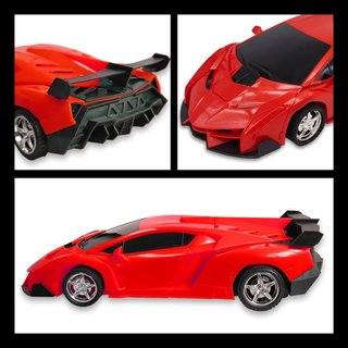 Auto de control remoto transformable rojo, 2 en 1, robot de deformación con un solo clic para niños de 3, 4, 5, 6 años o más, rotación recargable de 360° con luz, regalos de cumpleaños para niñas