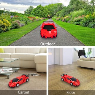 Auto de control remoto transformable rojo, 2 en 1, robot de deformación con un solo clic para niños de 3, 4, 5, 6 años o más, rotación recargable de 360° con luz, regalos de cumpleaños para niñas