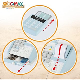 WOOMAX Caja Registradora de Juguete de Madera, Datáfono y Dinero, +3 Años, 49332