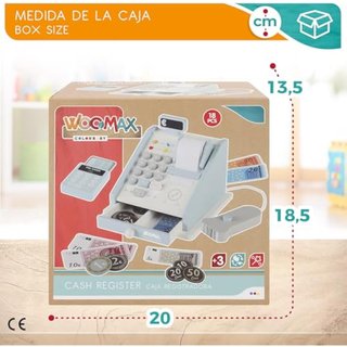 WOOMAX Caja Registradora de Juguete de Madera, Datáfono y Dinero, +3 Años, 49332