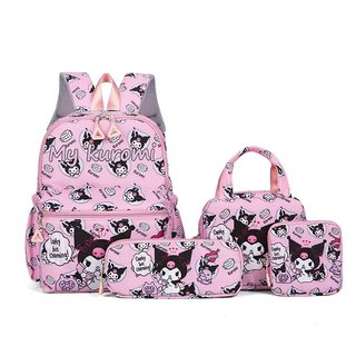 Mochila bonita de Hello Kittys con dibujos animados de Sanrios Melody Kuromi, bolso escolar infantil,estuche para lápices, billetera