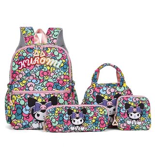 Mochila bonita de Hello Kittys con dibujos animados de Sanrios Melody Kuromi, bolso escolar infantil,estuche para lápices, billetera