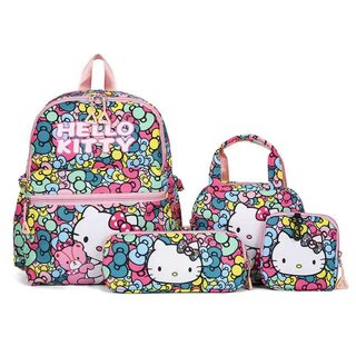 Mochila bonita de Hello Kittys con dibujos animados de Sanrios Melody Kuromi, bolso escolar infantil,estuche para lápices, billetera