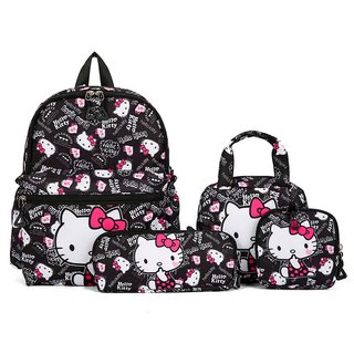 Mochila bonita de Hello Kittys con dibujos animados de Sanrios Melody Kuromi, bolso escolar infantil,estuche para lápices, billetera