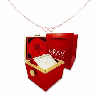Caja Regalo flor Rosa Ref Grav-915 Nuevo (plata y oro)